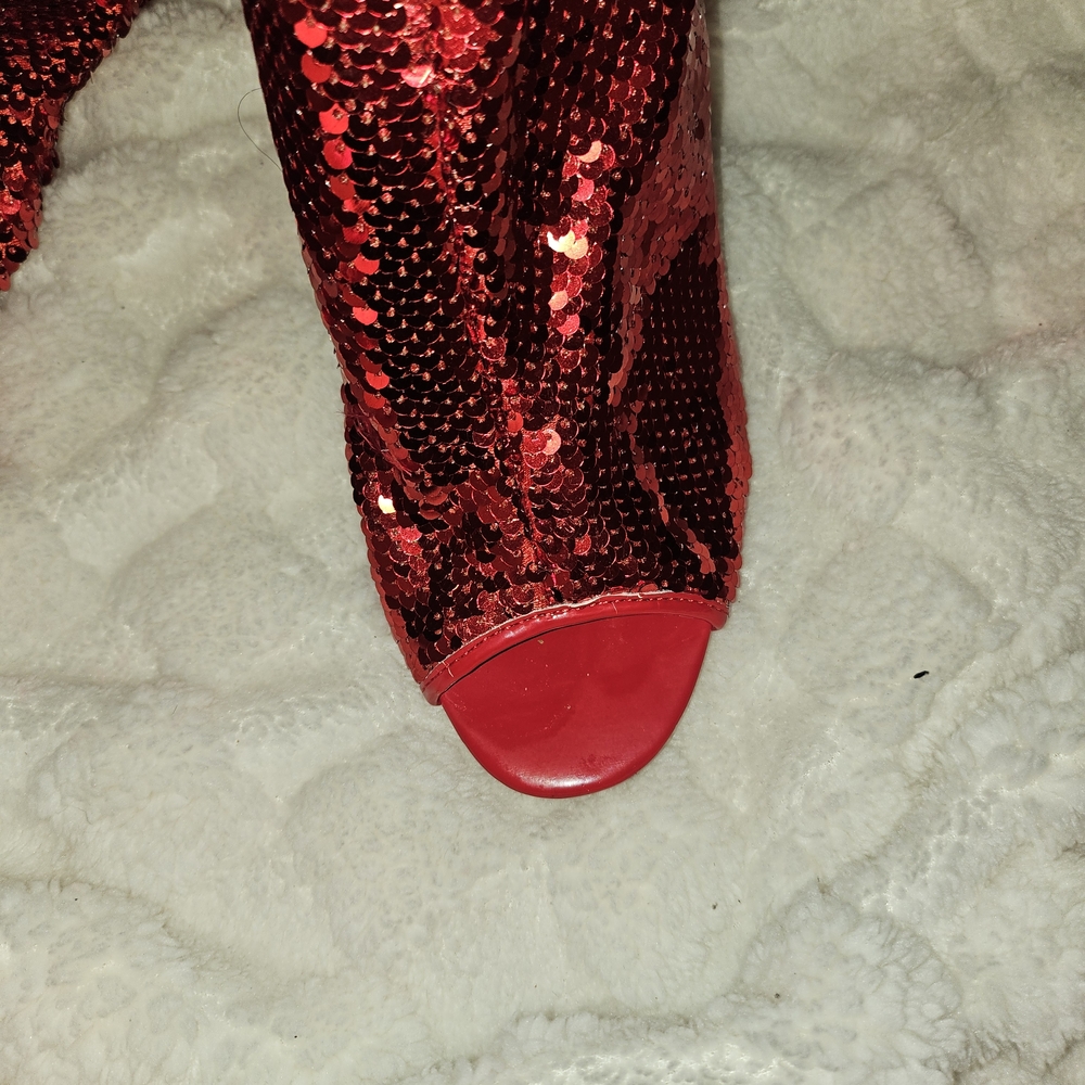 Red Sequin Women's Thigh High Boots